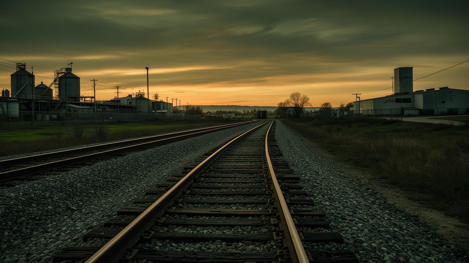 Active rail yard handling industrial freight