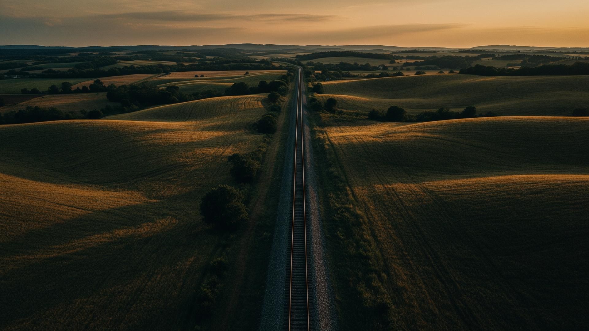 Regional rail line running through industrial terrain