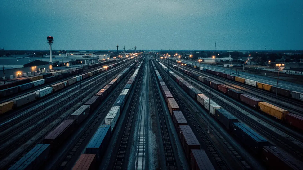 Rail yard with rail-served industrial infrastructure